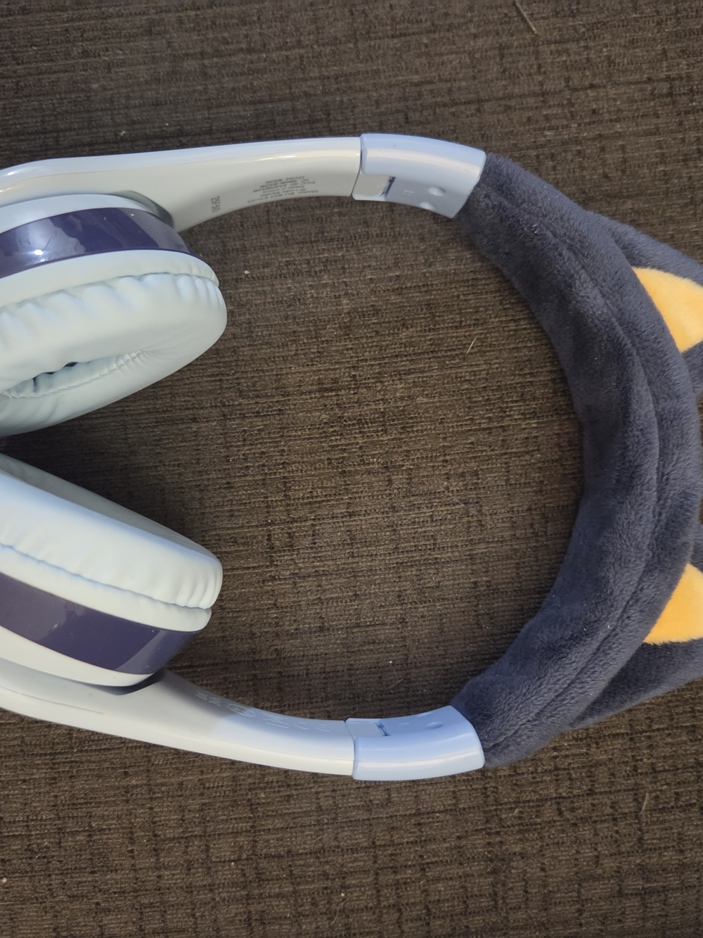 Kids Light Blue Over-Ear Headphones with Navy Plush Headband